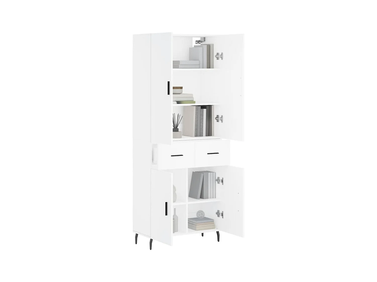 Buffet haut Blanc 69,5x34x180 cm Bois d'ingénierie