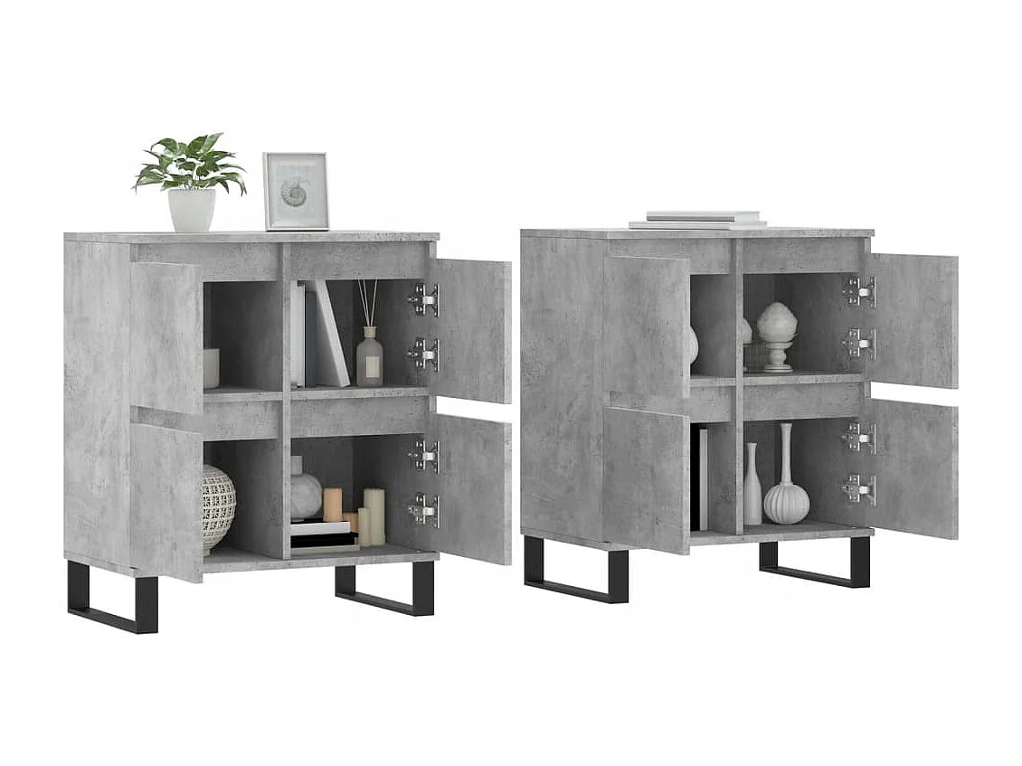 Buffets 2 pcs gris béton bois d'ingénierie