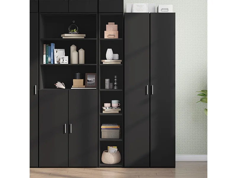 Credenza alta nera 30x41x185 cm in legno ingegnerizzato