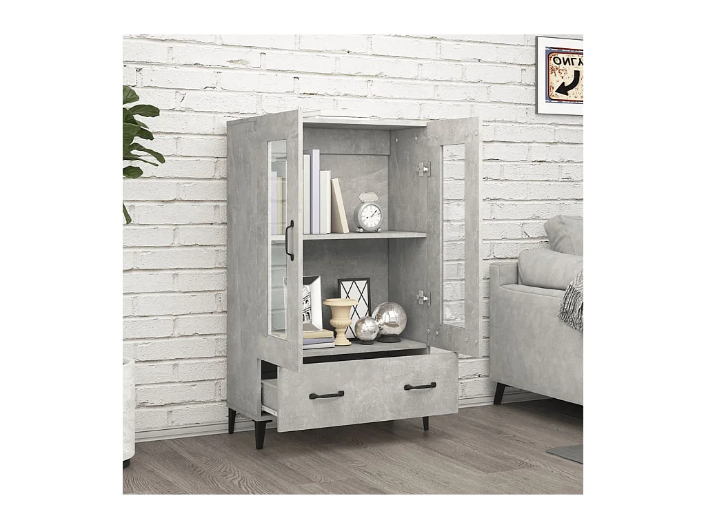 Buffet haut Gris béton 70x31x115 cm Bois d'ingénierie