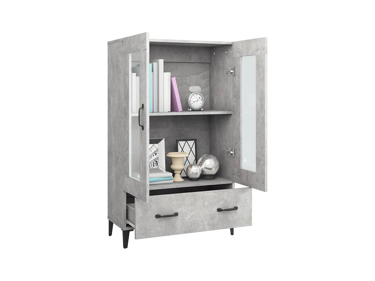 Buffet haut Gris béton 70x31x115 cm Bois d'ingénierie