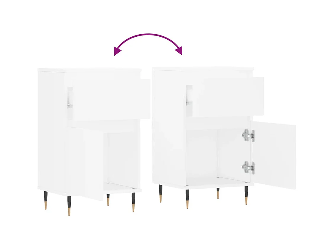 Dressoirs 2 stuks wit 40x35x70 cm bewerkt hout