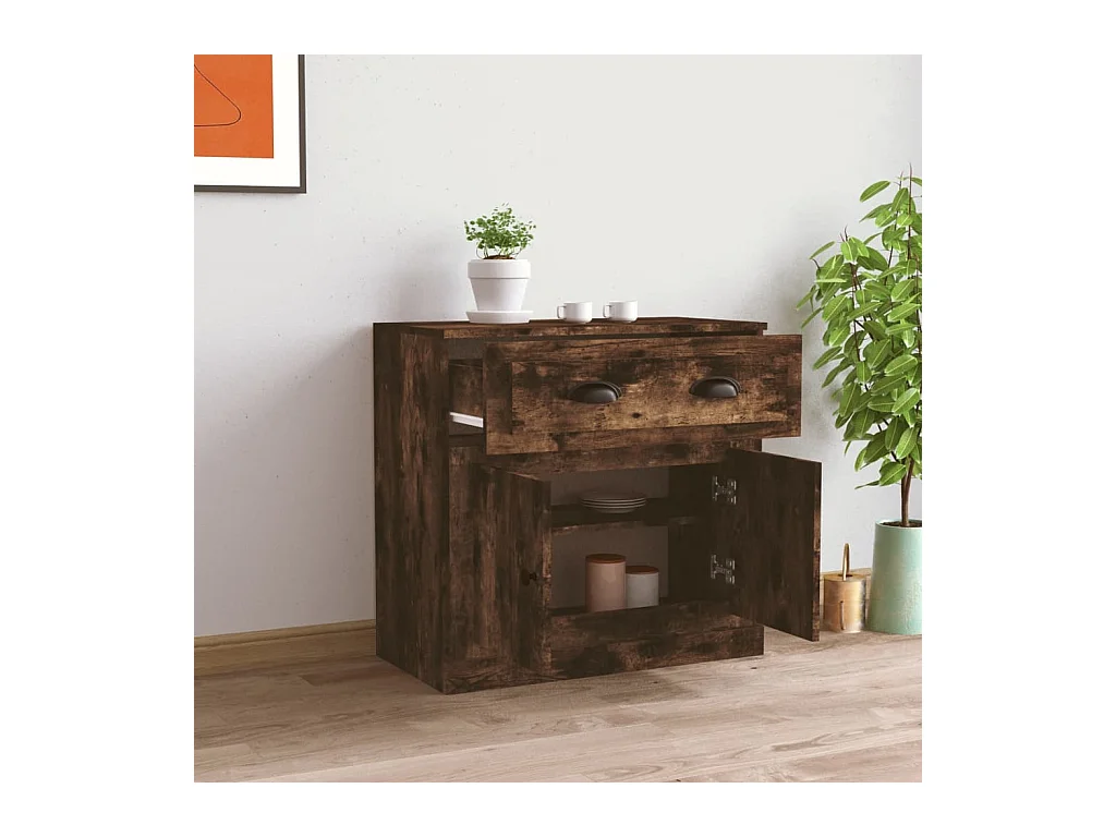 Buffet chêne fumé 70x35,5x67,5 cm bois d'ingénierie