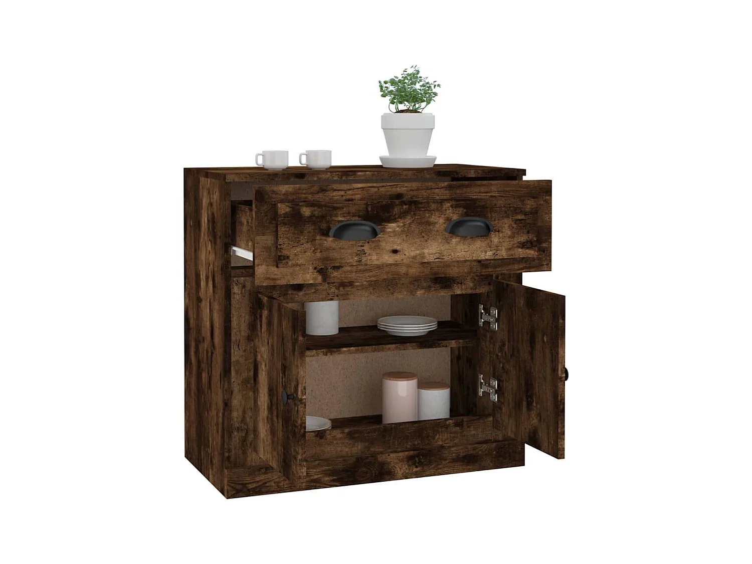 Buffet chêne fumé 70x35,5x67,5 cm bois d'ingénierie