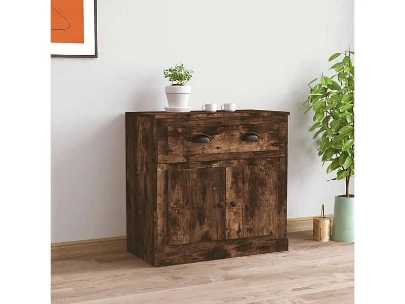 Buffet chêne fumé 70x35,5x67,5 cm bois d'ingénierie
