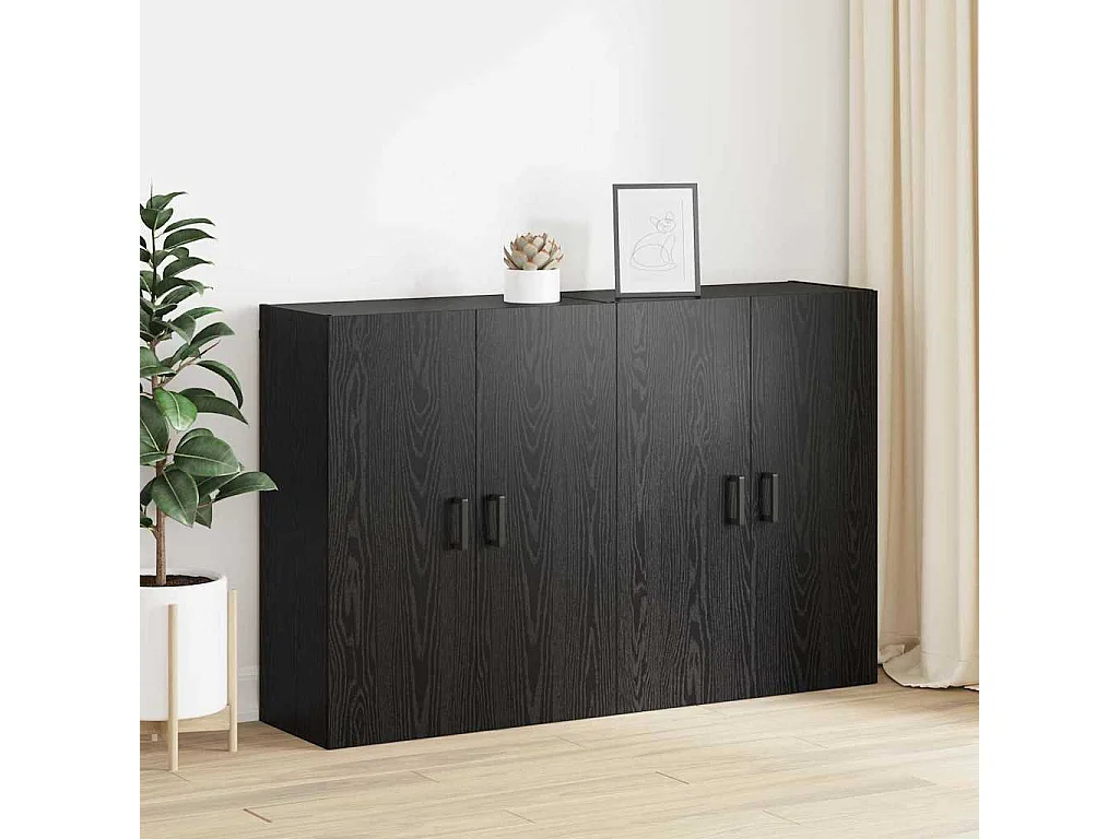 Pensili 2 pezzi Rovere Nero 69,5 x 34 x 90 cm