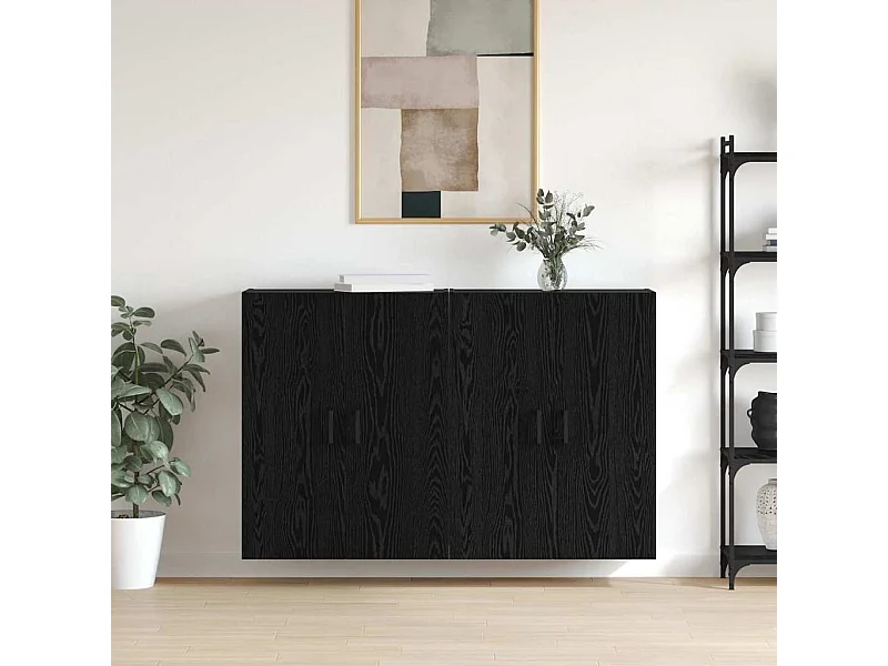 Pensili 2 pezzi Rovere Nero 69,5 x 34 x 90 cm