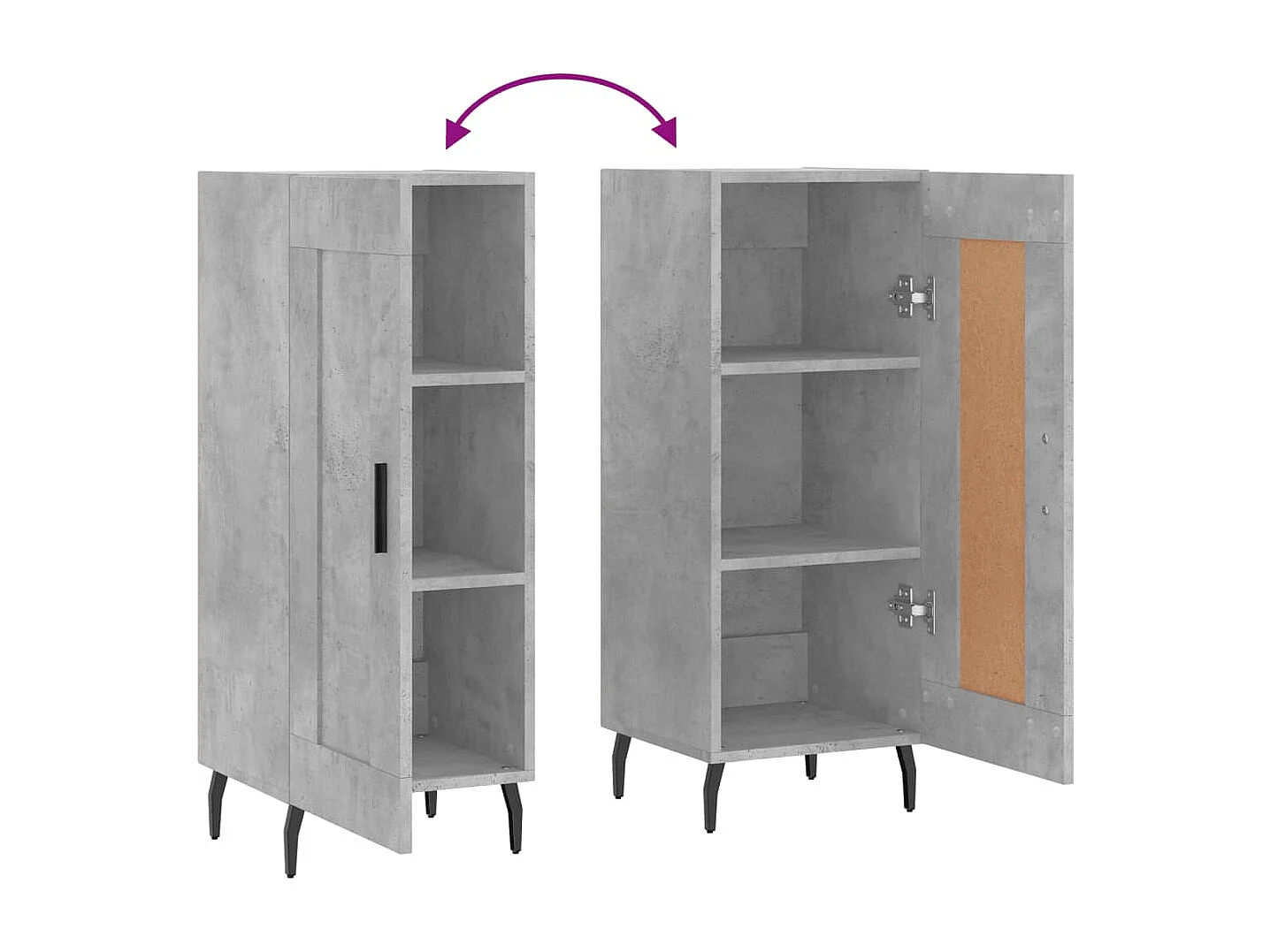 Buffet Gris béton 34,5x34x90 cm Bois d'ingénierie