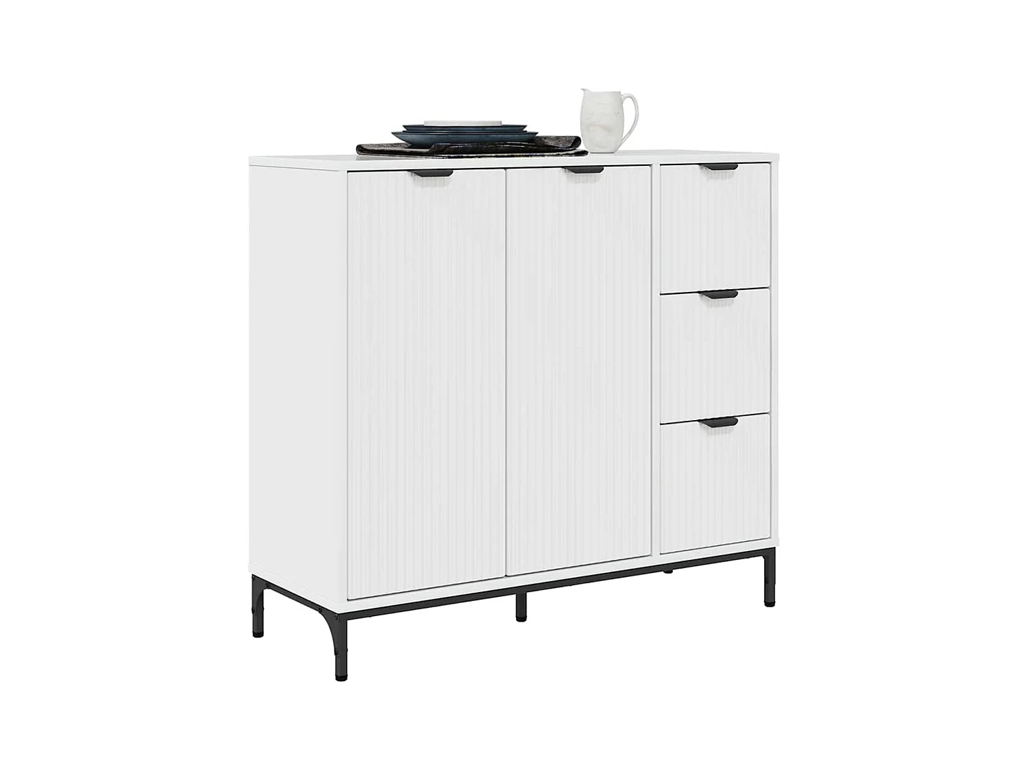 Buffet Blanc brillant 89,5 x 33 x 82 cm Bois d'ingénierie