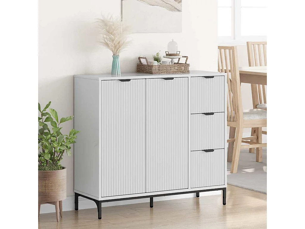 Buffet Blanc brillant 89,5 x 33 x 82 cm Bois d'ingénierie