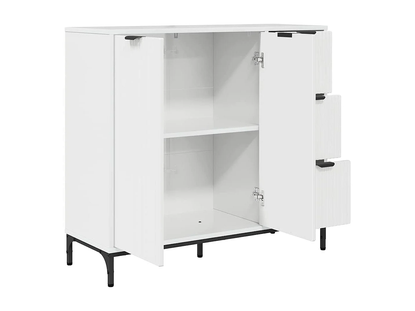 Buffet Blanc brillant 89,5 x 33 x 82 cm Bois d'ingénierie