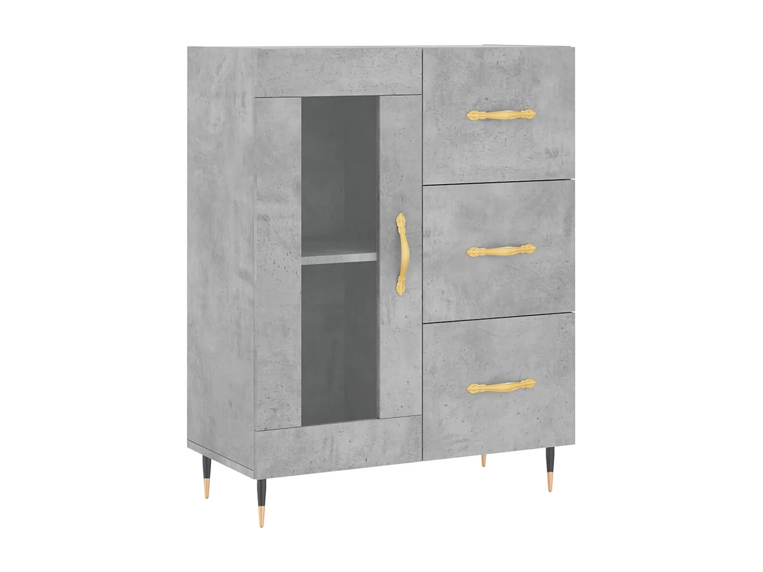 Buffet haut Gris béton 69,5x34x180 cm Bois d'ingénierie