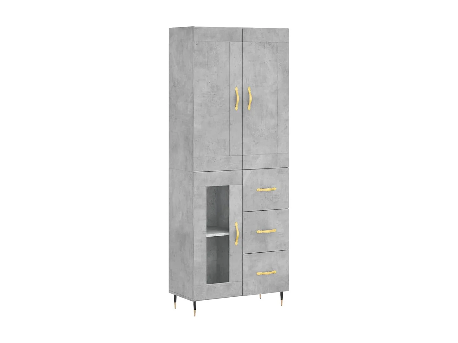 Buffet haut Gris béton 69,5x34x180 cm Bois d'ingénierie