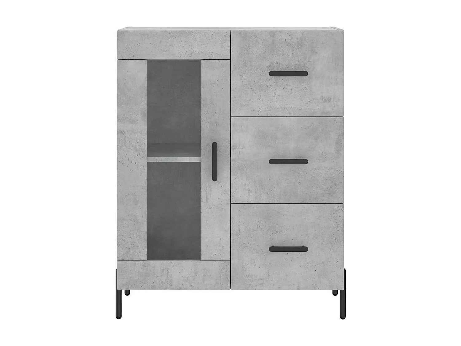 Buffet haut Gris béton 69,5x34x180 cm Bois d'ingénierie