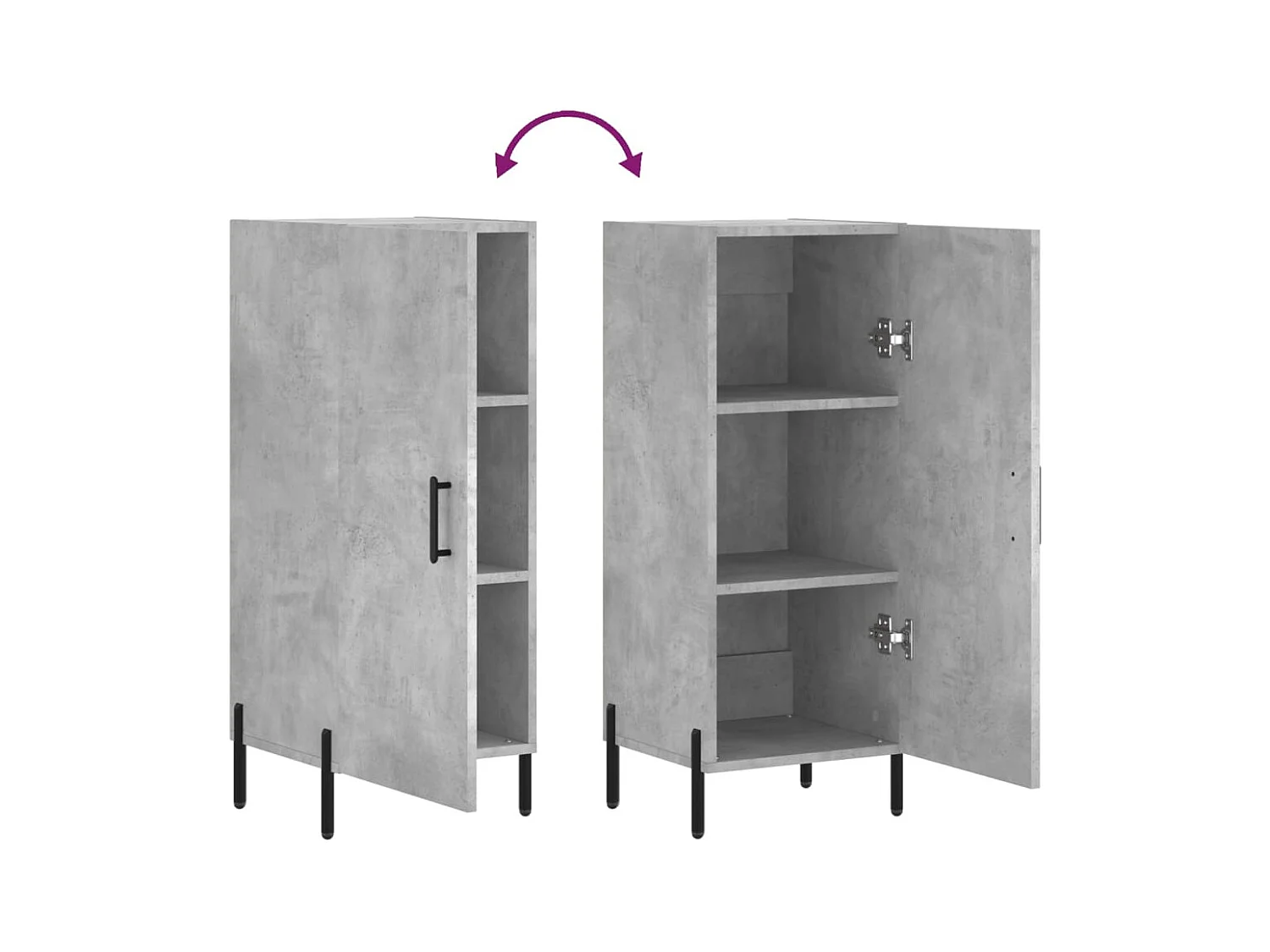Buffet Gris béton 34,5x34x90 cm Bois d'ingénierie