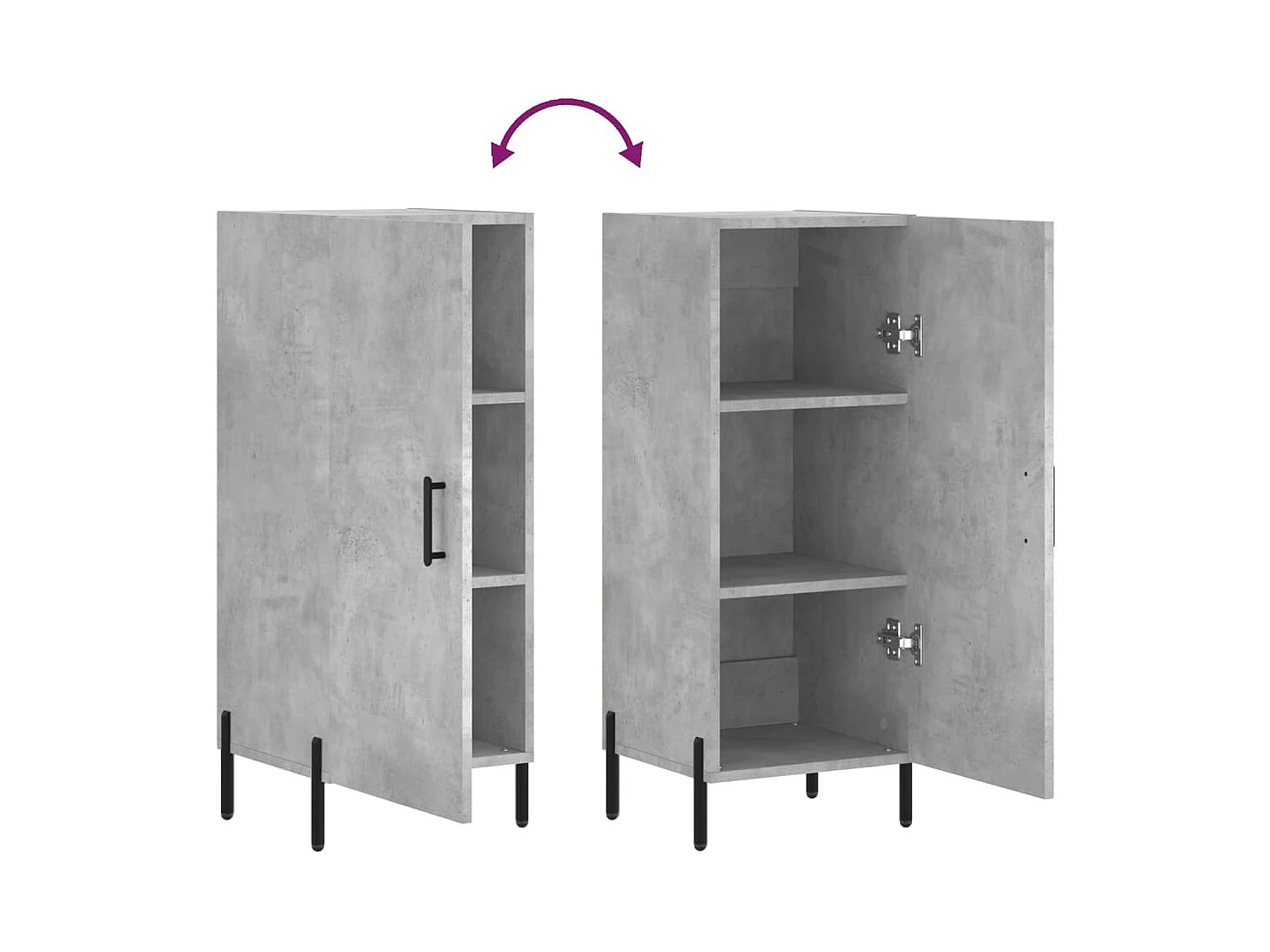 Buffet Gris béton 34,5x34x90 cm Bois d'ingénierie