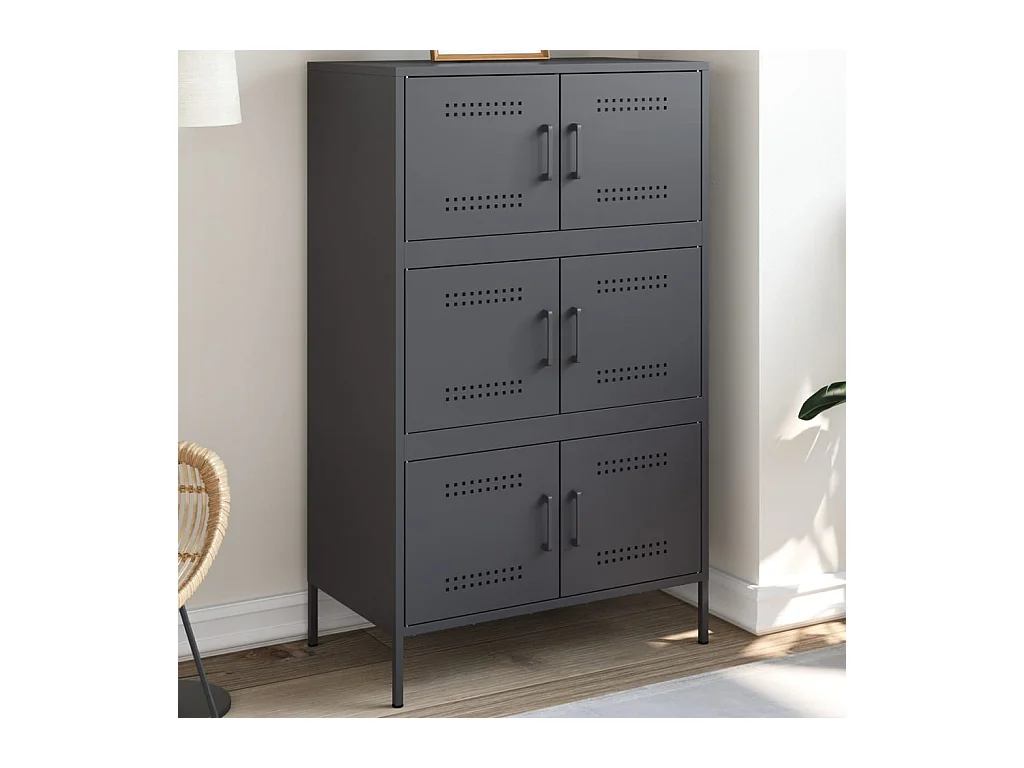 Antraciet hoog dressoir 68x39x113 cm staal