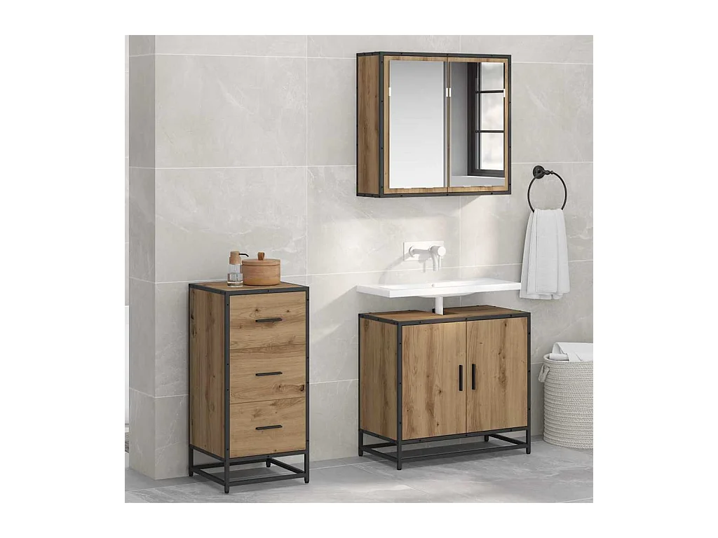 Handgemaakt eikenhouten dressoir 35,5 x 35 x 76 cm Technisch hout