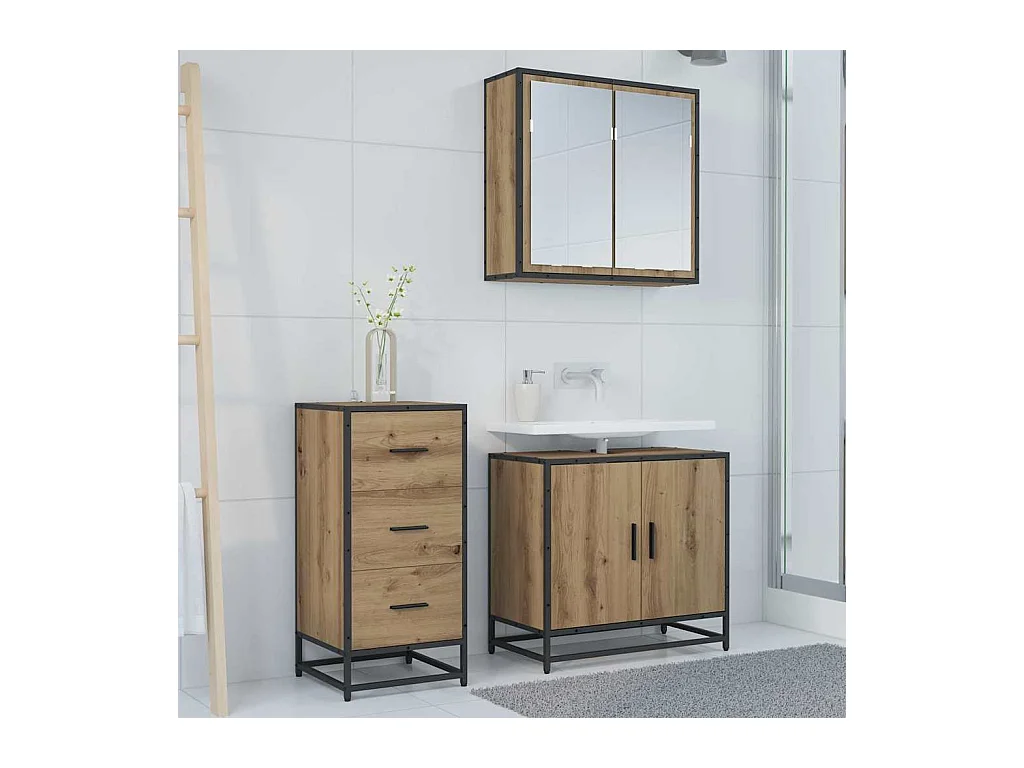 Handgemaakt eikenhouten dressoir 35,5 x 35 x 76 cm Technisch hout