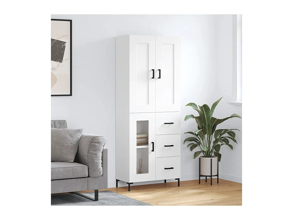 Buffet haut Blanc 69,5x34x180 cm Bois d'ingénierie