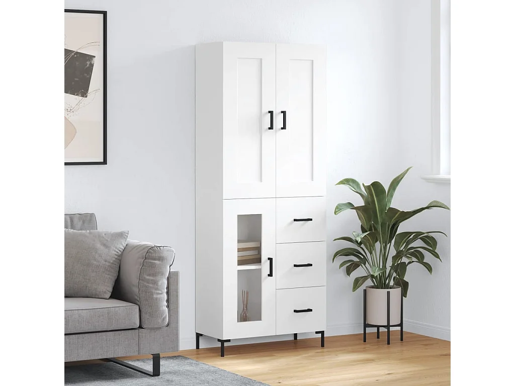 Buffet haut Blanc 69,5x34x180 cm Bois d'ingénierie