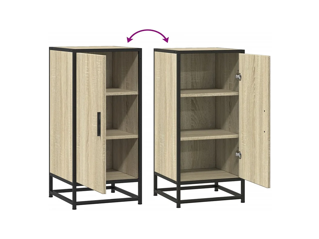 Sideboard aus Sonoma-Eiche, 35,5 x 35 x 76 cm, Holzwerkstoff und Metall