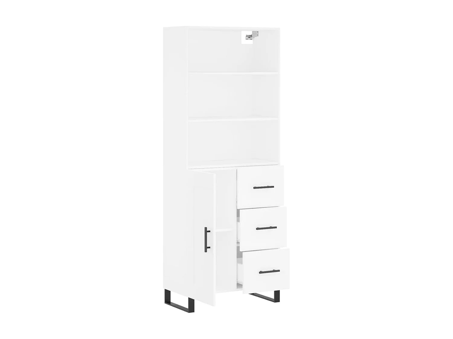 Credenza alta bianca 69,5x34x180 cm Legno ingegnerizzato