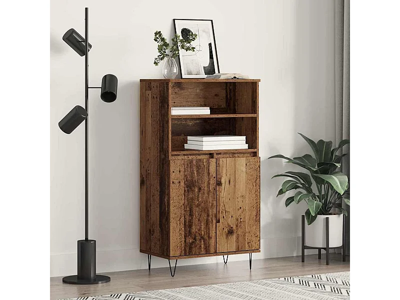 Hoge kast bruin 60 x 36 x 110 cm bewerkt hout