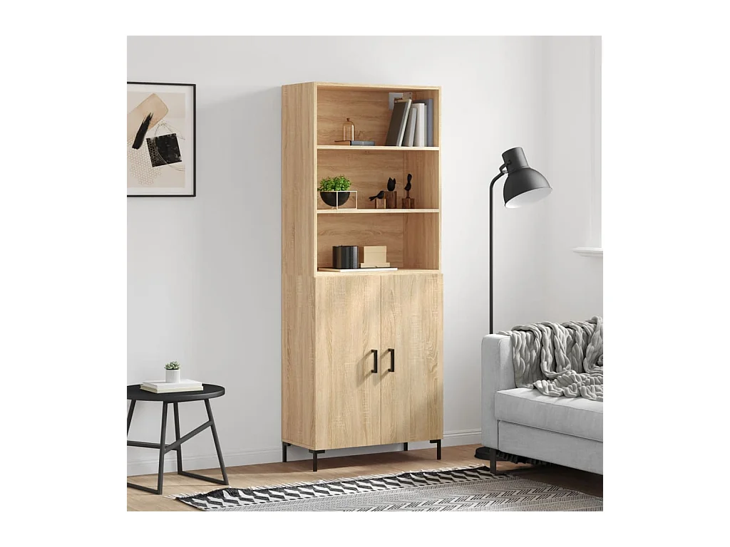 Hoog dressoir Sonoma eiken 69,5x34x180 cm Technisch hout