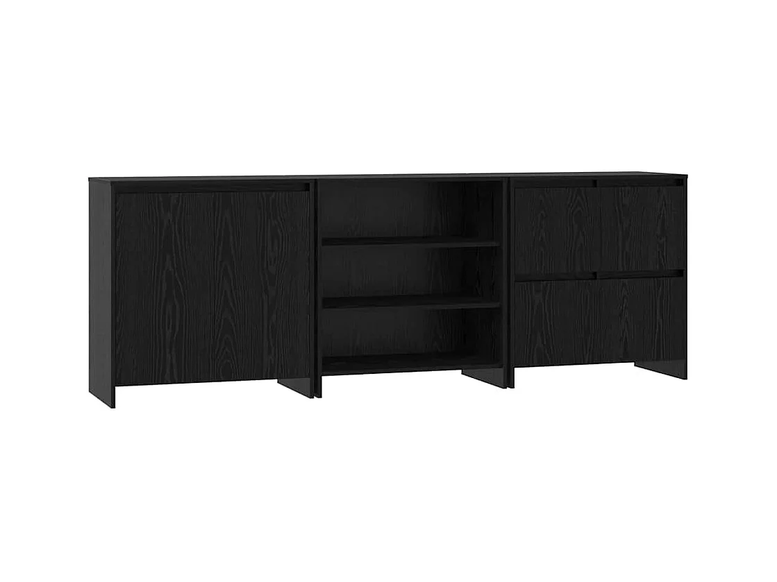 Buffet 3 pcs Chêne noir 70 x 41 x 75 cm Bois d'ingénierie