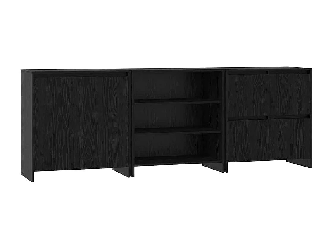 Buffet 3 pcs Chêne noir 70 x 41 x 75 cm Bois d'ingénierie
