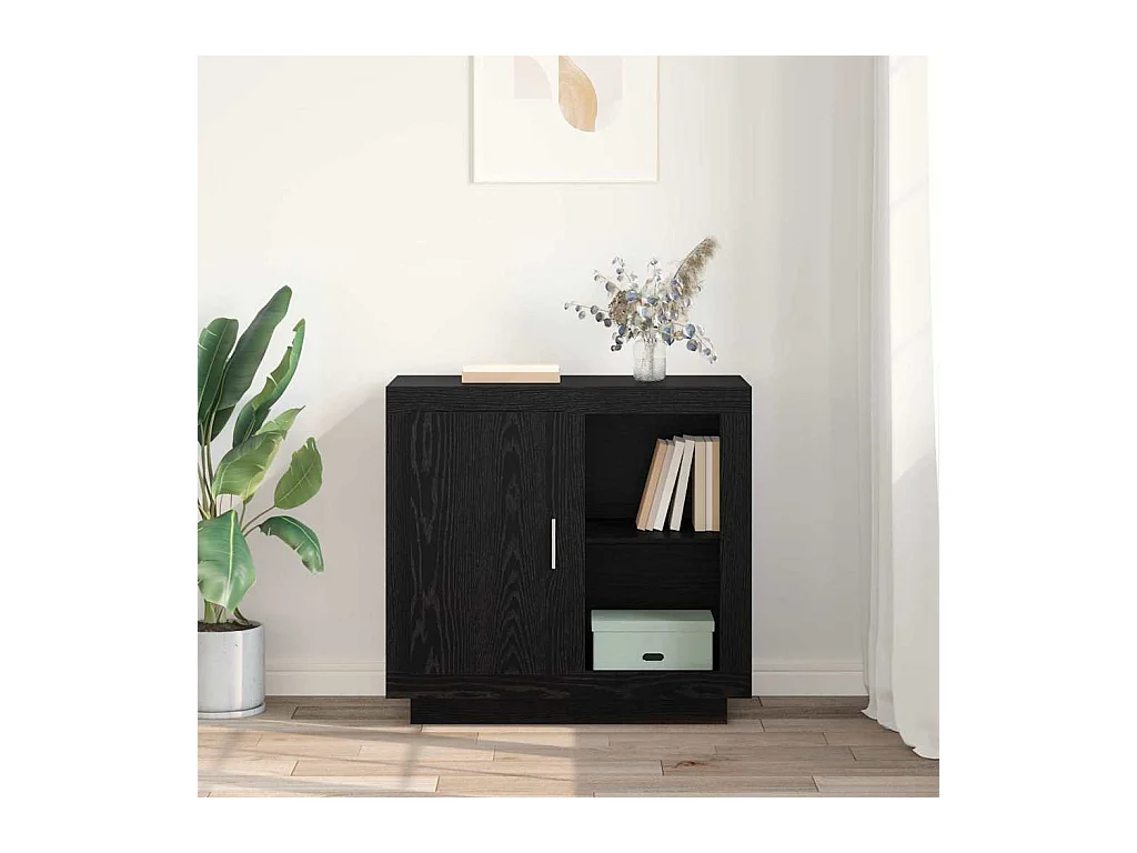 Buffet Chêne noir 40 x 80 x 75 cm Bois d'ingénierie