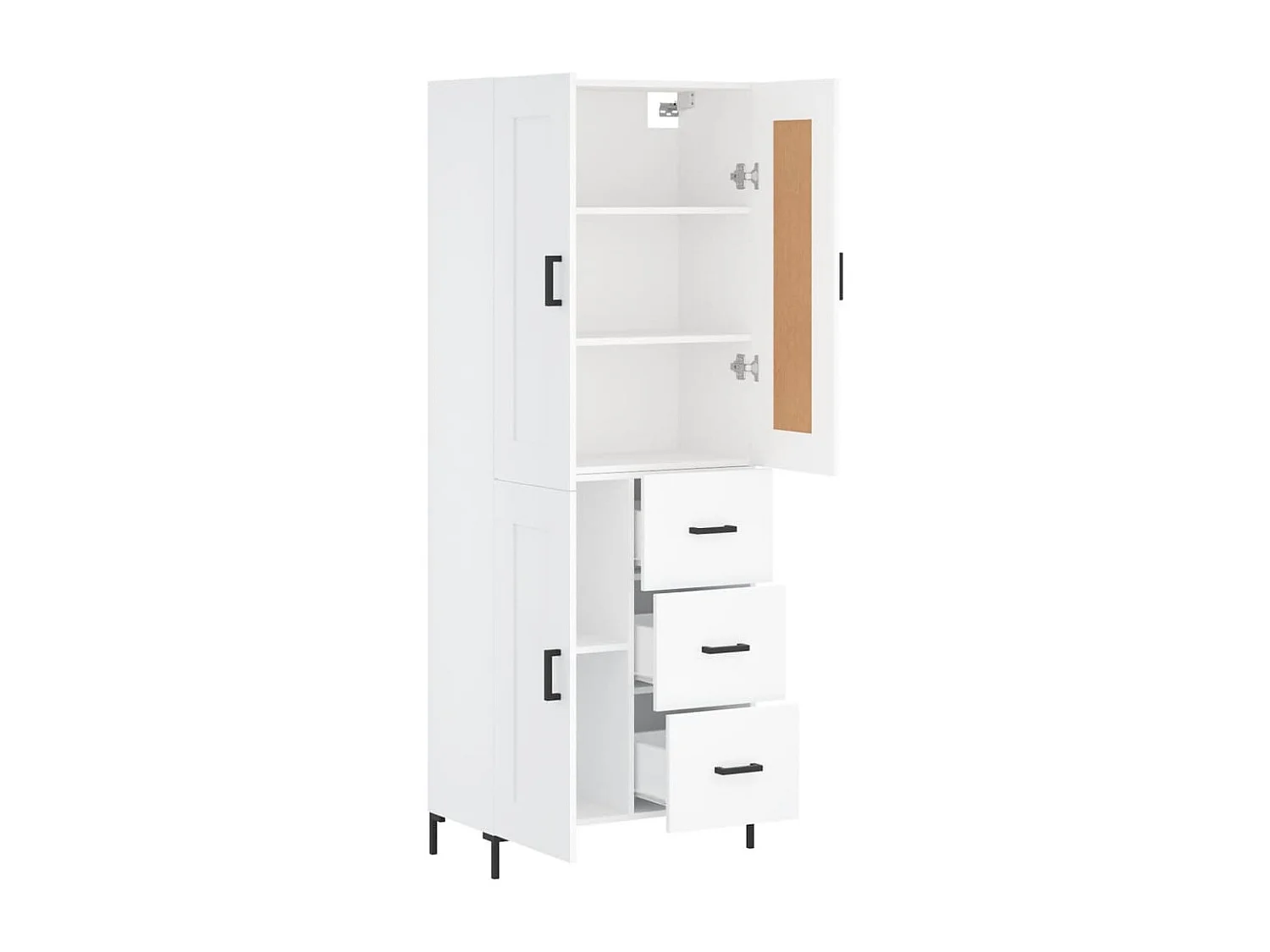 Wit hoog dressoir 69,5x34x180 cm Technisch hout