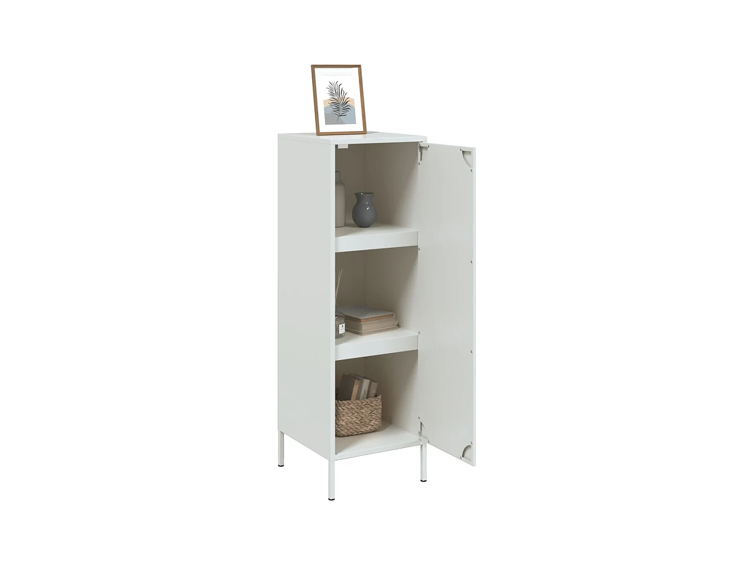 Wit hoog dressoir 36x39x113 cm staal