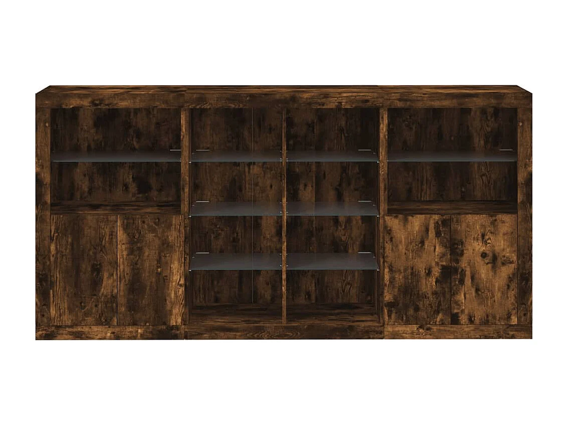 Sideboard mit LED-Beleuchtung Räuchereiche 202x37x100 cm