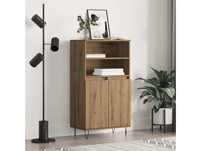 Hoge kast bruin 60 x 36 x 110 cm bewerkt hout