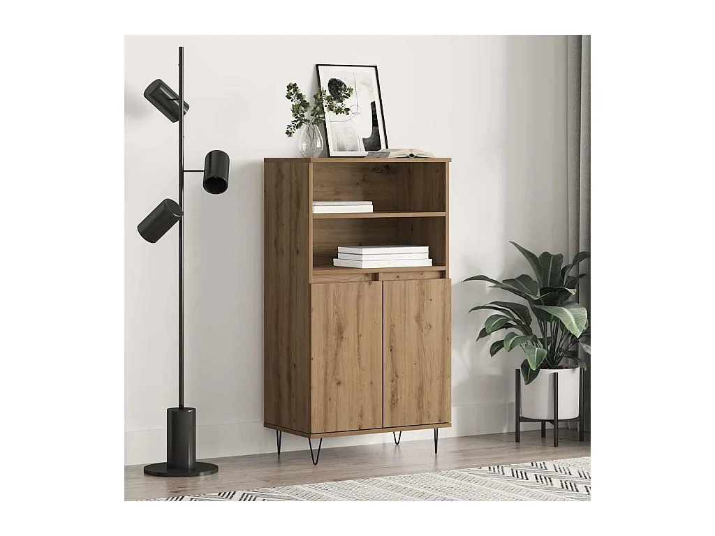 Hoge kast bruin 60 x 36 x 110 cm bewerkt hout