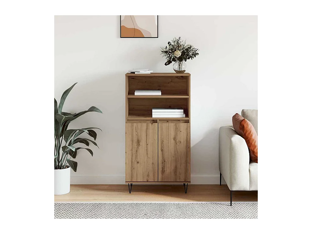 Hoge kast bruin 60 x 36 x 110 cm bewerkt hout