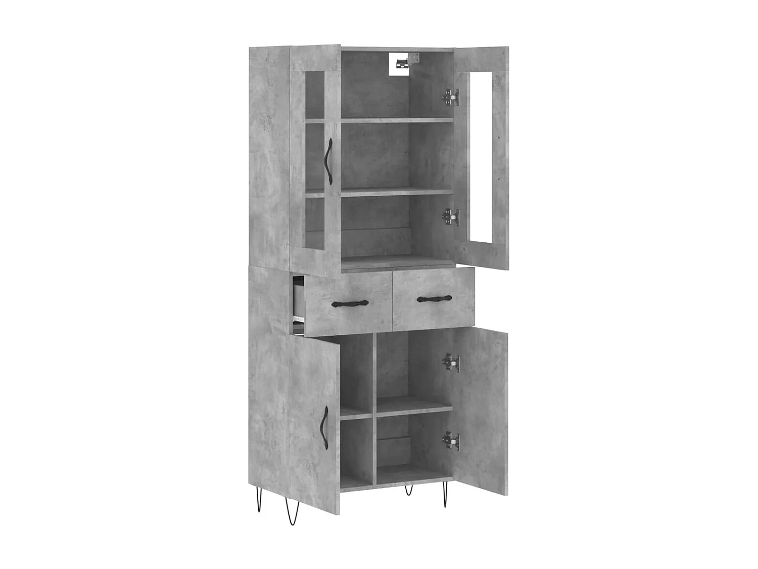 Credenza alta Grigio cemento 69,5x34x180 cm Legno ingegnerizzato