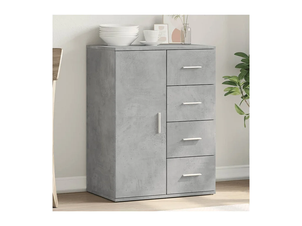 Buffet gris béton 59x39x80 cm bois d'ingénierie