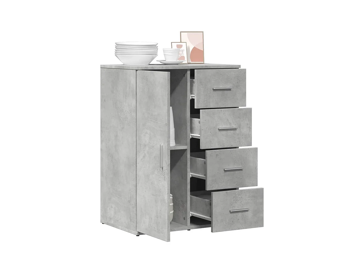 Buffet gris béton 59x39x80 cm bois d'ingénierie
