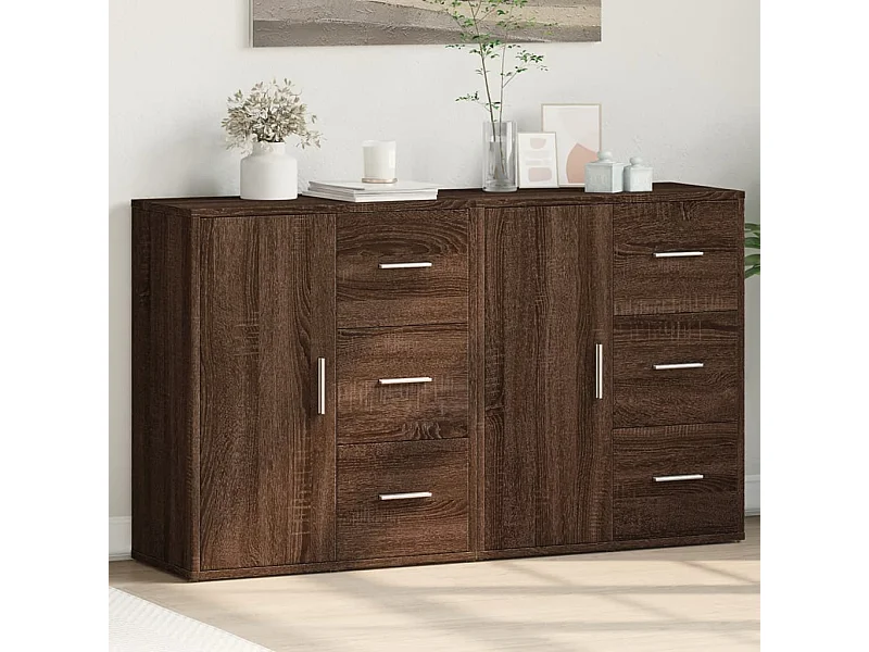 Credenze 2 pezzi rovere marrone 60x31x70 cm legno ingegnerizzato