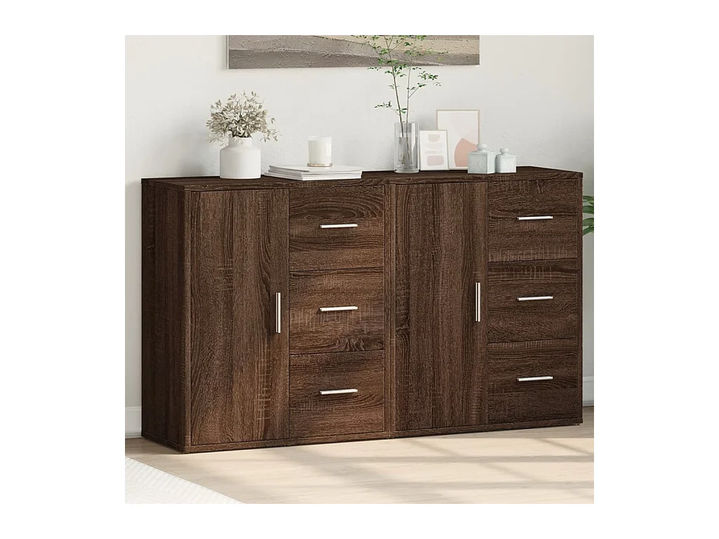 Credenze 2 pezzi rovere marrone 60x31x70 cm legno ingegnerizzato