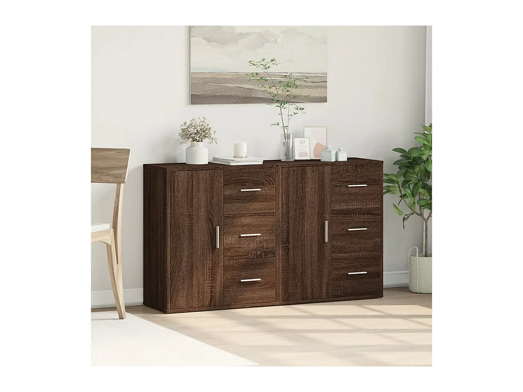 Credenze 2 pezzi rovere marrone 60x31x70 cm legno ingegnerizzato