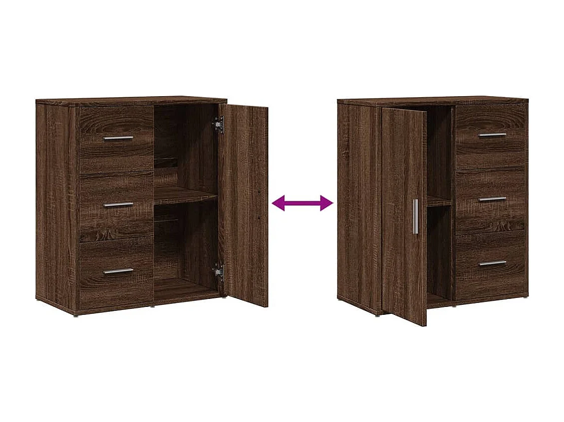 Credenze 2 pezzi rovere marrone 60x31x70 cm legno ingegnerizzato