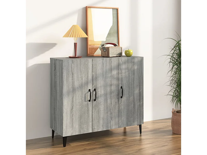 Credenza Sonoma grigia 90x34x80 cm in legno ingegnerizzato