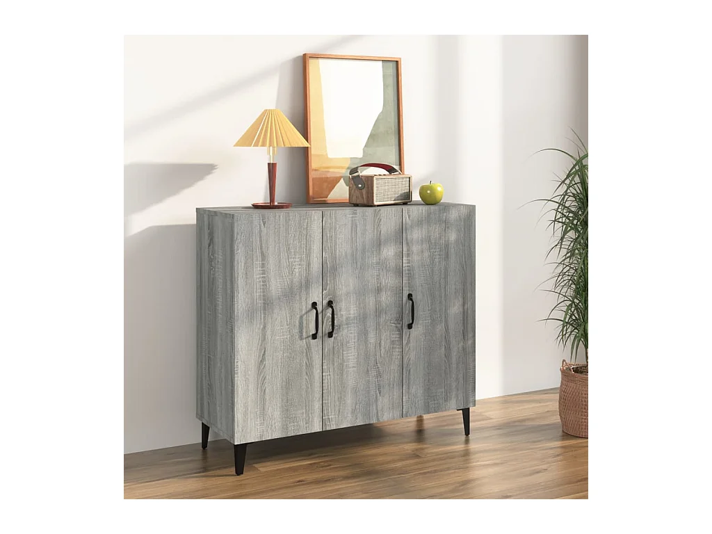 Credenza Sonoma grigia 90x34x80 cm in legno ingegnerizzato