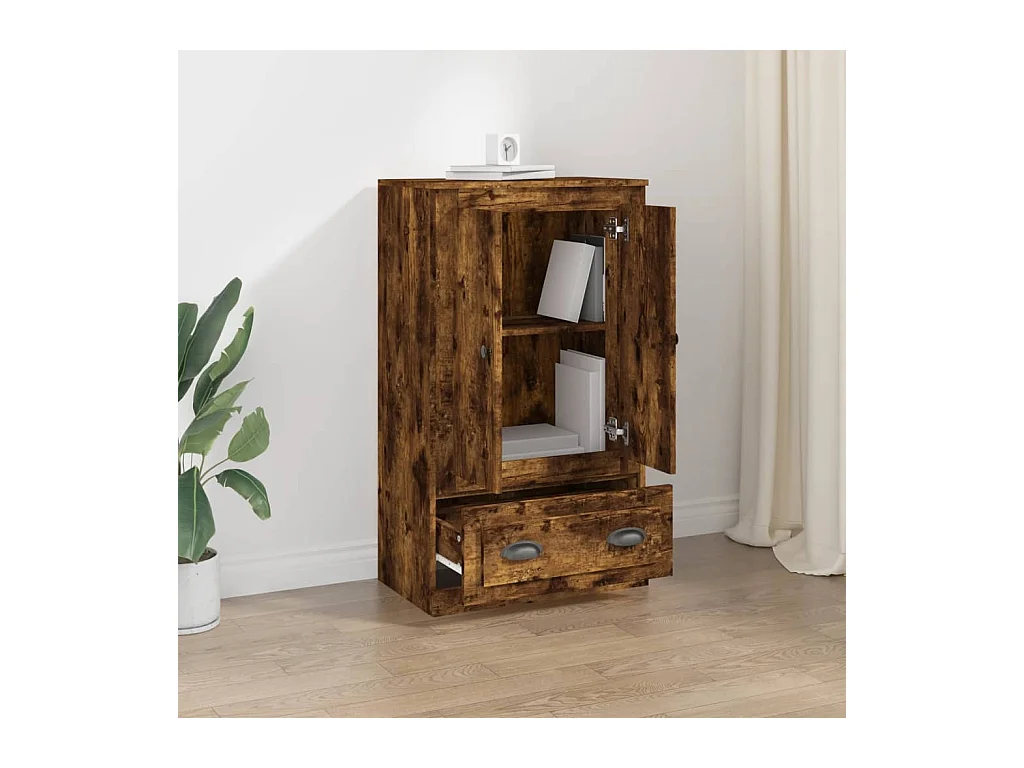 Hohes Sideboard Räuchereiche 60x35,5x103,5 cm Holzwerkstoff