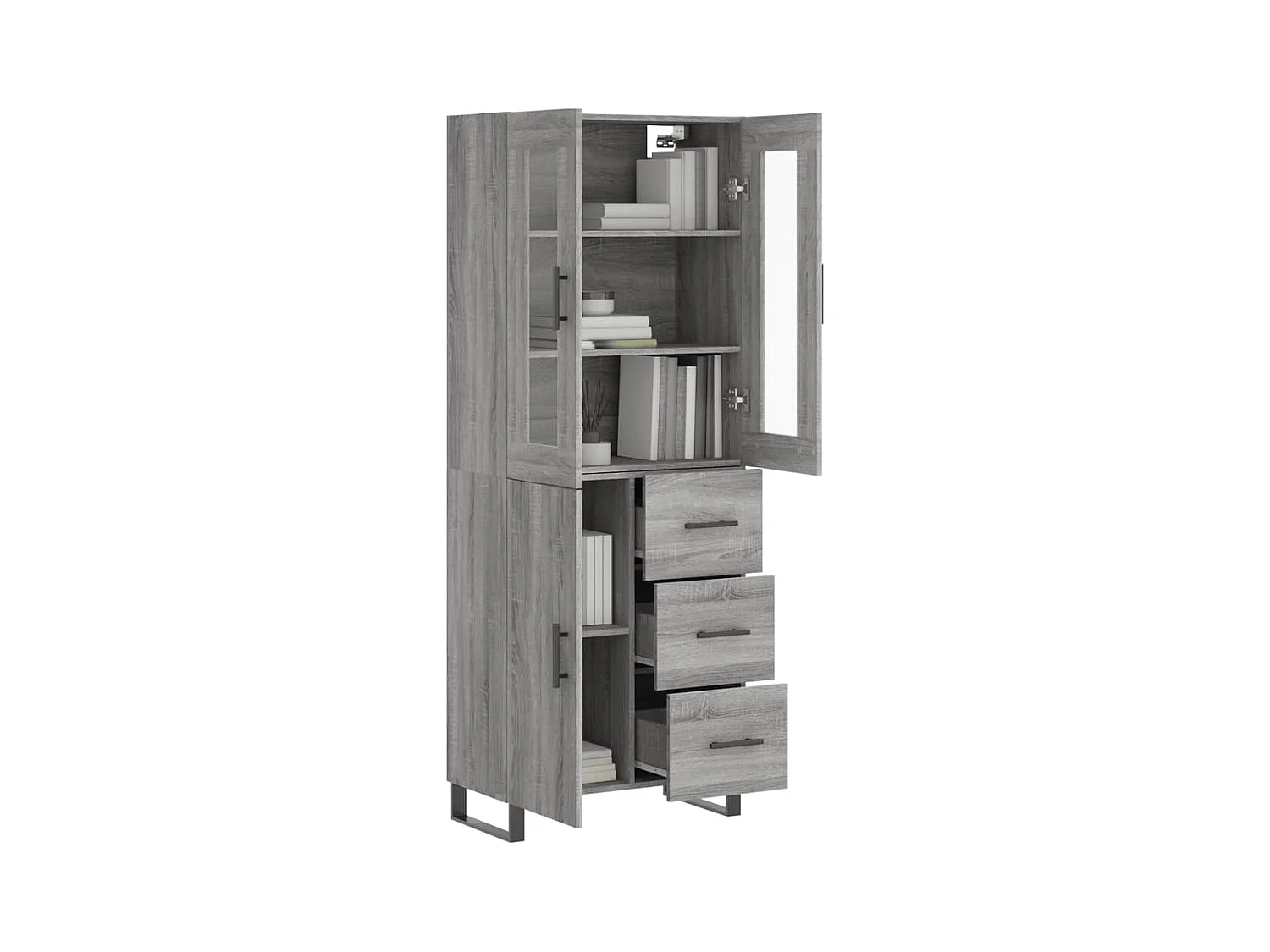 Buffet haut Sonoma gris 69,5x34x180 cm Bois d'ingénierie