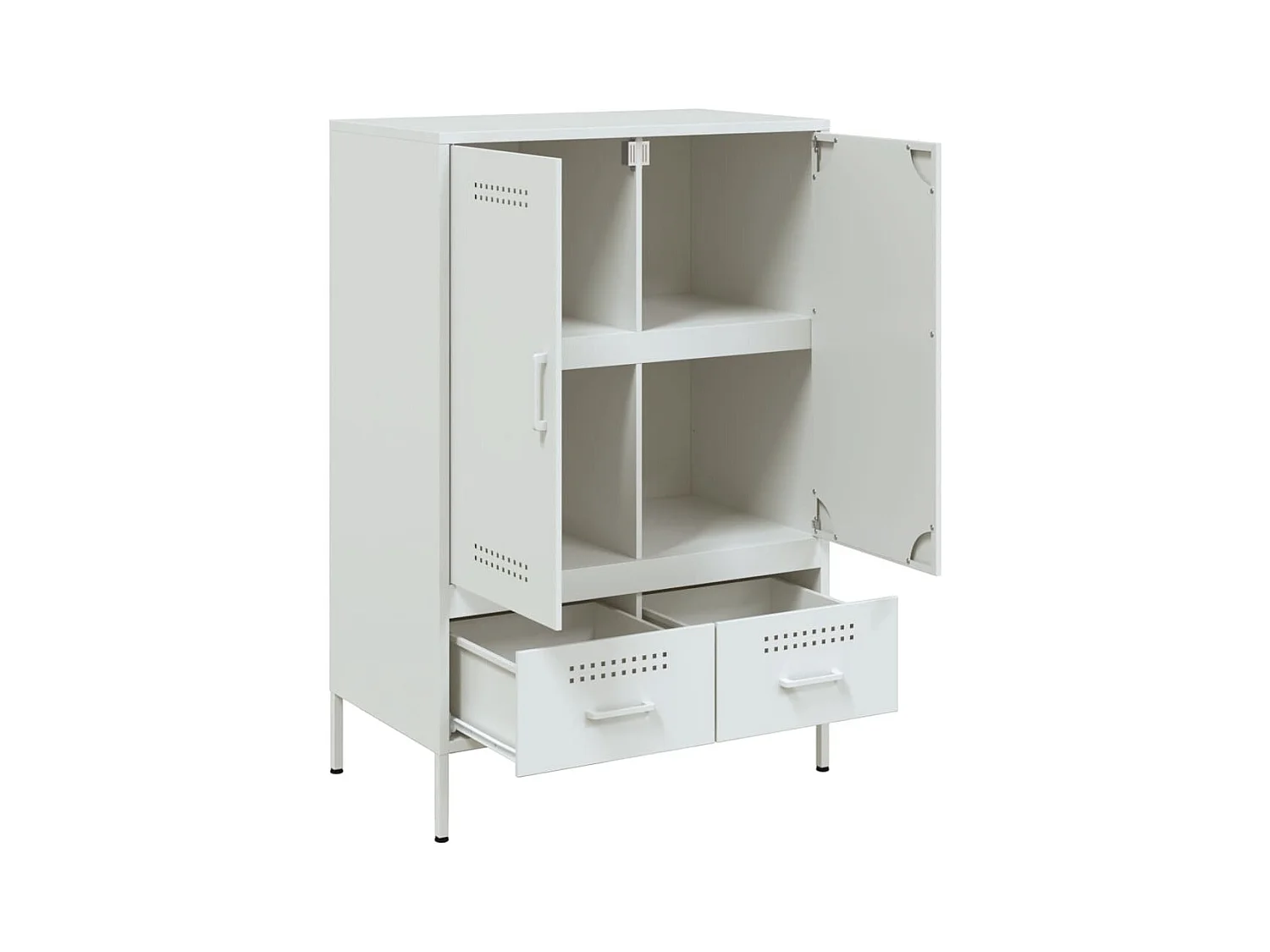 Wit hoog dressoir 68x39x101,5 cm staal